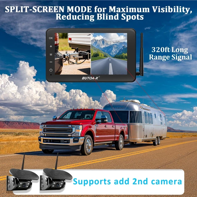 Alt view image 5 of 5 - BUTOA-X X7 2 Wireless Solar Magnetic Backup Camera for RV Truck - 15000mAh Battery Magnetic Hitch Camera 7 Monitor 320FT Range - 5th Wheel Hitch Gooseneck Travel Boat Horse Trailer Truck