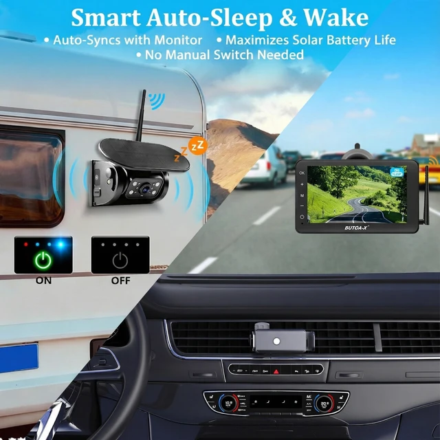 Alt view image 3 of 5 - BUTOA-X X7 2 Wireless Solar Magnetic Backup Camera for RV Truck - 15000mAh Battery Magnetic Hitch Camera 7 Monitor 320FT Range - 5th Wheel Hitch Gooseneck Travel Boat Horse Trailer Truck