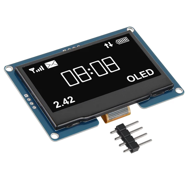 Alt view image 2 of 5 - AITRIP 2PCS 2.4" 2.42 inch 128x64 OLED LCD Display Module SSD1309 12864 4 Pin IIC I2C Serial Interface for Arduino UNO R3 C51-White Light