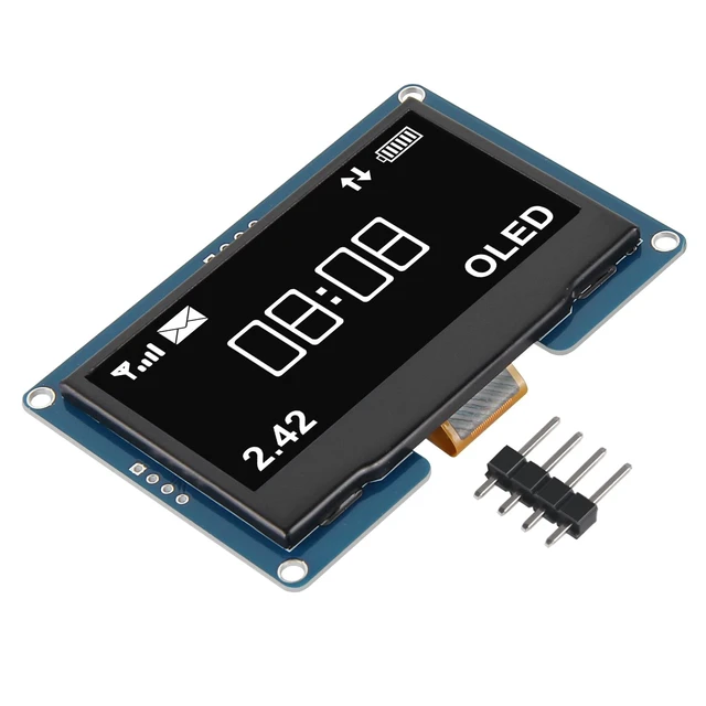 Alt view image 5 of 5 - AITRIP 2PCS 2.4" 2.42 inch 128x64 OLED LCD Display Module SSD1309 12864 4 Pin IIC I2C Serial Interface for Arduino UNO R3 C51-White Light