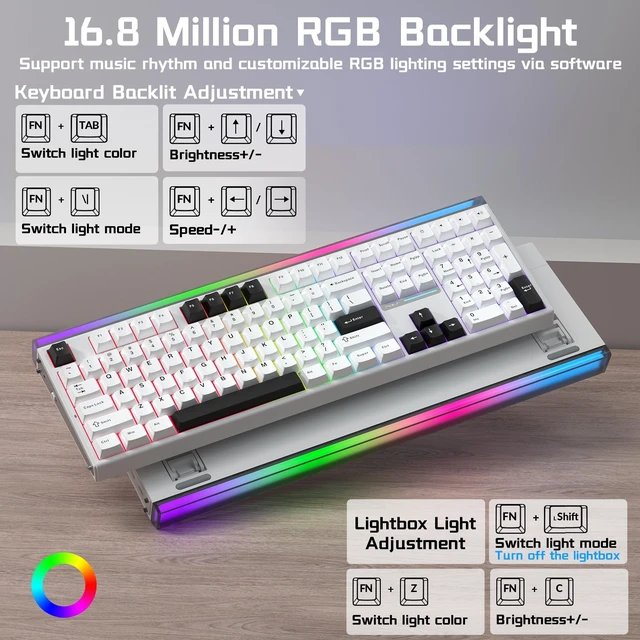 Alt view image 5 of 5 - Aula H108 Wireless Silent Mechanical Keyboard with Number Pad Hot Swappable