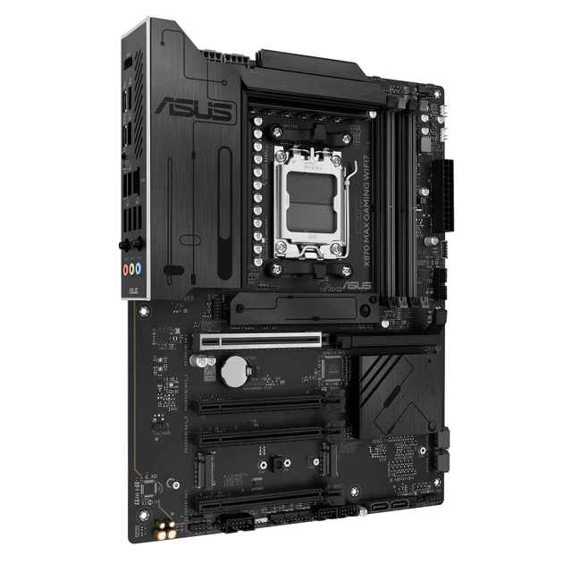 Alt view image 3 of 5 - ASUS X870 MAX Gaming WIFI7 AMD AM5 ATX Motherboard, 12+2+1 80A DrMOS, DDR5, PCIe 5.0 x16 Q-Release, 3X M.2, Wi-Fi 7 Q-Antenna, 2.5Gb LAN, USB4 Type-C, USB-C 20Gbps, BIOS Flashback, Aura Sync