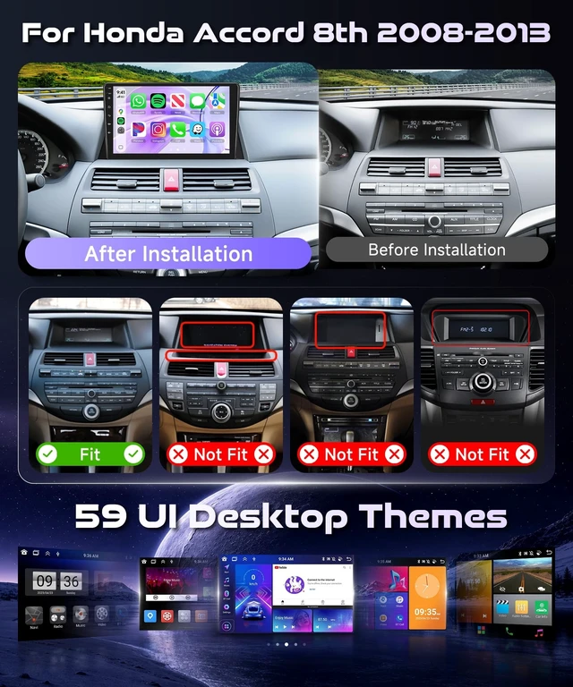 Alt view image 2 of 5 - 8Core 4G 64G 10.1inch Car Radio for Honda Accord 8th 2008-2013 5GhzWiFi