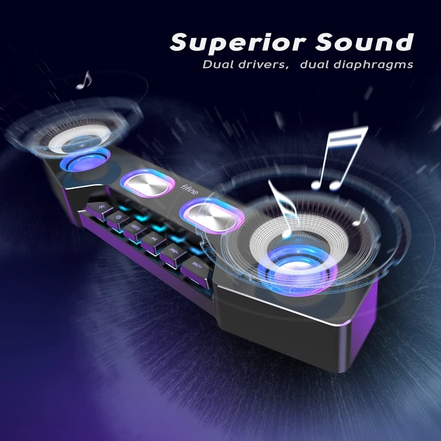 Alt view image 2 of 5 - AmpliGame Fifine PC Speakers for Desktop, Bluetooth Computer Speakers Wireless for Gaming, Streaming, Party, E-Sport, RGB Loudspeaker with Aux-in Audio Jack, Controllable RGB, Volume Button A16
