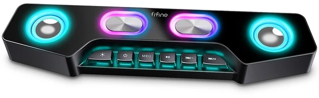 Main image of AmpliGame Fifine PC Speakers for Desktop, Bluetooth Computer Speakers Wireless for Gaming, Streaming, Party, E-Sport, RGB Loudspeaker with Aux-in Audio Jack, Controllable RGB, Volume Button A16