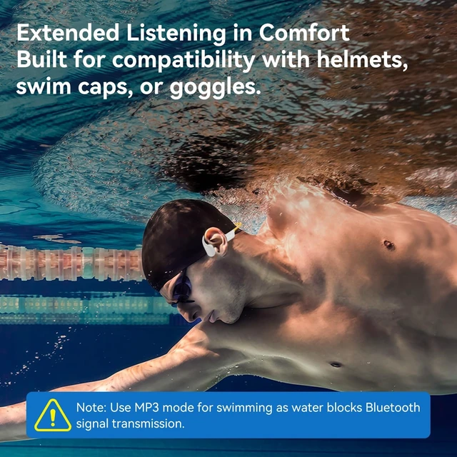 Alt view image 3 of 5 - Hostena Full-Coverage Liquid Silicone Swimming Headphones,IP68 Waterproof Underwater Headphones, Bluetooth 6.0&MP3 with 32GB Memory Card,Soft/Skin-Comfortable Open Ear Bone Conduction Swim Earbuds