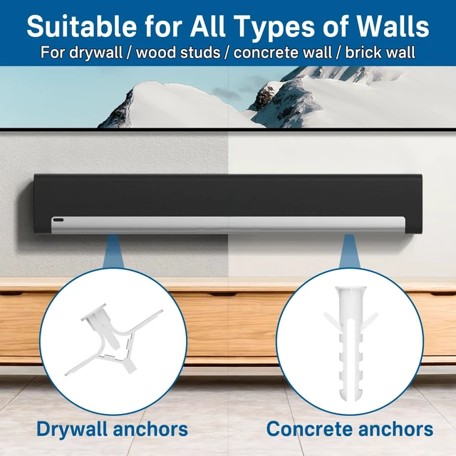 Alt view image 3 of 5 - notiela Heavy-Duty Mount Bracket for Sonos Playbar Wall Mount Under TV Mounting Bracket for Sonos Playbar Mount - Simple and Easy to Install for Space Saving