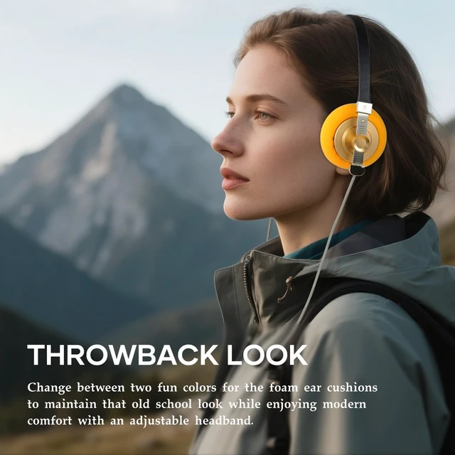 Alt view image 3 of 5 - OKCSC G40 Open-Back Vintage Headphones, 40mm Hi-Fi Drivers, All-Day Comfort, Detachable Memory Foam Earpads & Cable for All Day Use, Portable Carry Bag, Outdoor Activity/Street Style Enthusiasts,4.4mm