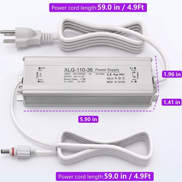 Alt view image 2 of 5 - XZGm IP67 36V 3A AC Adapter for Govee H705 H706 H805 H707 Outdoor Lights