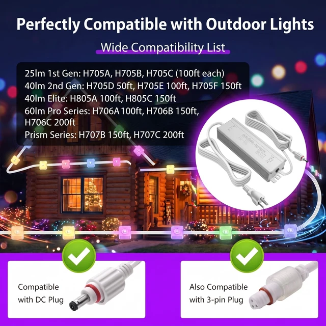 Alt view image 4 of 5 - XZGm IP67 36V 3A AC Adapter for Govee H705 H706 H805 H707 Outdoor Lights