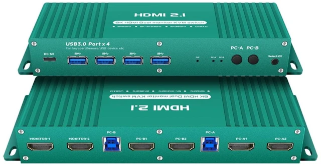 Main image of HDMI kvm Switch 2 Monitors 2 Computers 4k 240hz 2 pc 2 Monitor 5k 240hz hdmi2.1 kvm Switches 2 in 2 Out 4k 144hz Hdmi kvm 1440p 120hz 144hz 165hz FreeSync G-SYNC