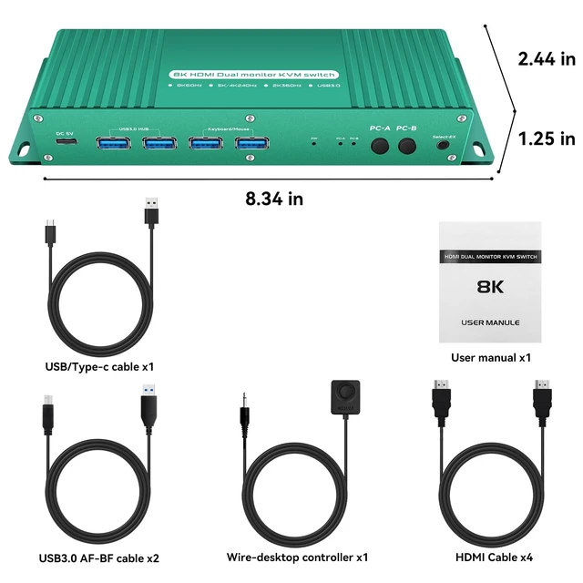 Alt view image 5 of 5 - HDMI kvm Switch 2 Monitors 2 Computers 4k 240hz 2 pc 2 Monitor 5k 240hz hdmi2.1 kvm Switches 2 in 2 Out 4k 144hz Hdmi kvm 1440p 120hz 144hz 165hz FreeSync G-SYNC