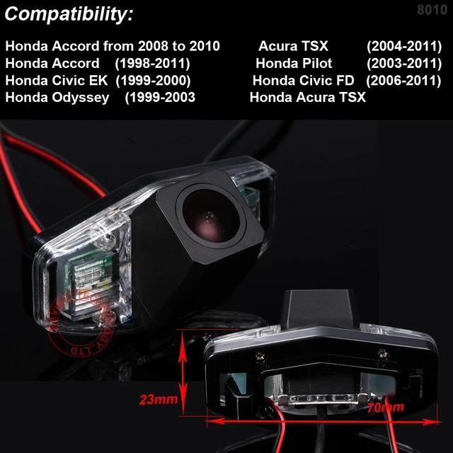Alt view image 2 of 5 - Super HD Vehicle Camera 1280x720 Pixels 1000 TV Lines car Rear View Reverse Parking Camera Back up for Honda Accord TSX Pilot Civic EK FD Odyssey Acura TSX