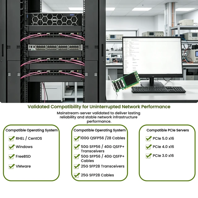Alt view image 5 of 5 - Euqvos Dual-Port QSFP56 100GbE SmartNIC, PCIe 4.0 x16 Server Ethernet Adapter, for Mellanox ConnectX-6 Controller, Zero-Touch RoCE, SR-IOV, VXLAN Offload, for Windows/Windows Server/Linux