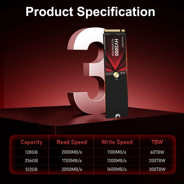 Alt view image 5 of 5 - HUADISK M.2 NVMe SSD with Heatsink, 512GB M2 SSD 2242 Gen3x4 with 2280 Extension Board, Internal Solid State Drive, Up to 2050MB/s, 3D NAND Flash, for PC, Desktop and Laptop