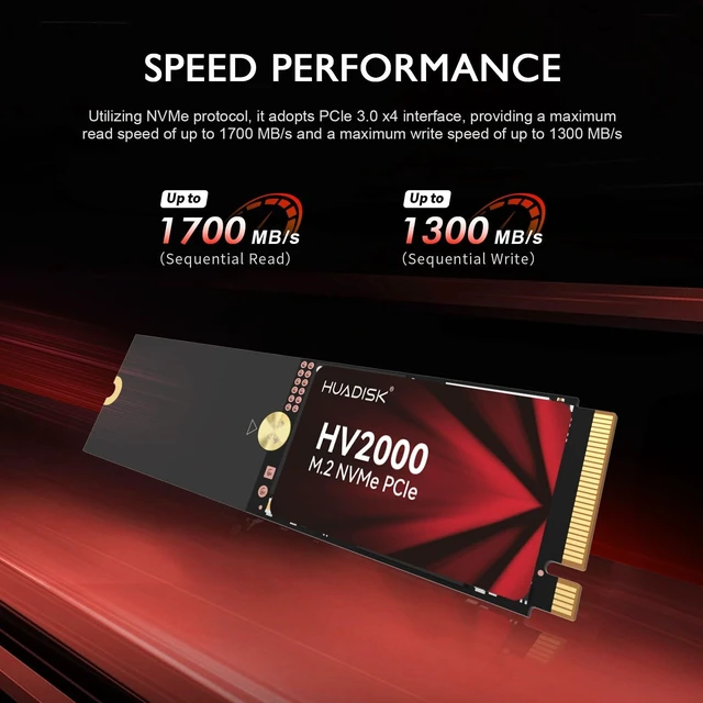Alt view image 4 of 5 - HUADISK M.2 NVMe SSD with Heatsink, 512GB M2 SSD 2242 Gen3x4 with 2280 Extension Board, Internal Solid State Drive, Up to 2050MB/s, 3D NAND Flash, for PC, Desktop and Laptop