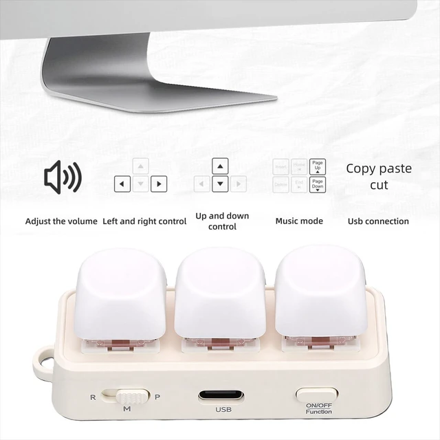 Alt view image 4 of 5 - Pomya 3 Key Macro Keyboard Bluetooth USB Programmable Keypad, RGB Backlit Mini Mechanical Controller for Gaming Editing Copy Paste Shortcuts, Portable Custom Buttons Pad (1)