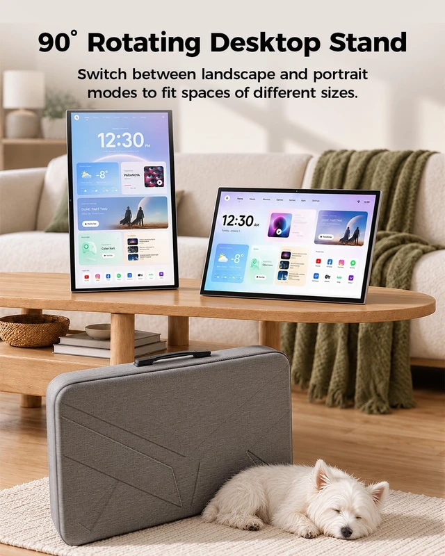 Alt view image 2 of 5 - VLH 27 Smart Portable TV Tablet, Touchscreen Mobile TV, EDLA-Certified, Android 15 OS, 6G+128GB, 90 Rotation, 350 nits for Outdoor with Voice Remote Control and Camera (with Storage Bag)