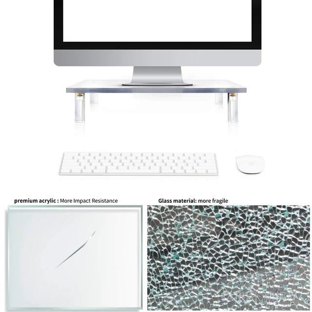 Alt view image 4 of 5 - YestBuy 20x7.5 Acrylic Monitor Stand Riser, Clear Computer Stand for Laptop, iMac, Pc, Printer, Desktop Ergonomic,Desk Riser Work from Home Accessories Office Supplies Platform Save Space