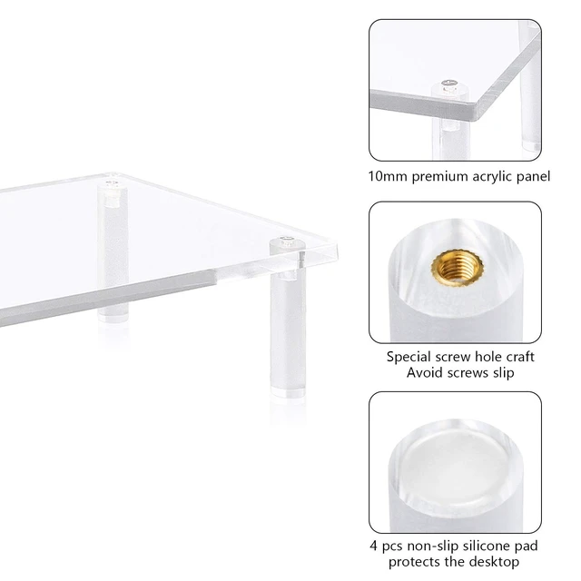 Alt view image 5 of 5 - YestBuy 20x7.5 Acrylic Monitor Stand Riser, Clear Computer Stand for Laptop, iMac, Pc, Printer, Desktop Ergonomic,Desk Riser Work from Home Accessories Office Supplies Platform Save Space