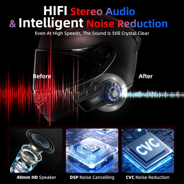 Alt view image 2 of 5 - Moman Motorcycle Intercom Headset, CP-E 6 Riders 2000M Group Helmet Communication System, Universal Pairing with Music Sharing FM Radio Noise Cancellation Waterproof, 1 Pack, Helmet-Intercom-Headset