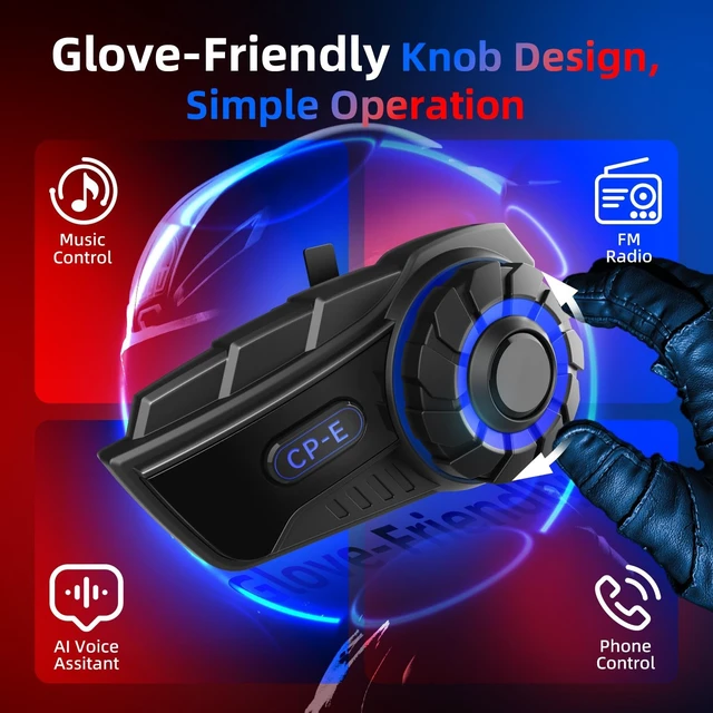 Alt view image 5 of 5 - Moman Motorcycle Intercom Headset, CP-E 6 Riders 2000M Group Helmet Communication System, Universal Pairing with Music Sharing FM Radio Noise Cancellation Waterproof, 1 Pack, Helmet-Intercom-Headset