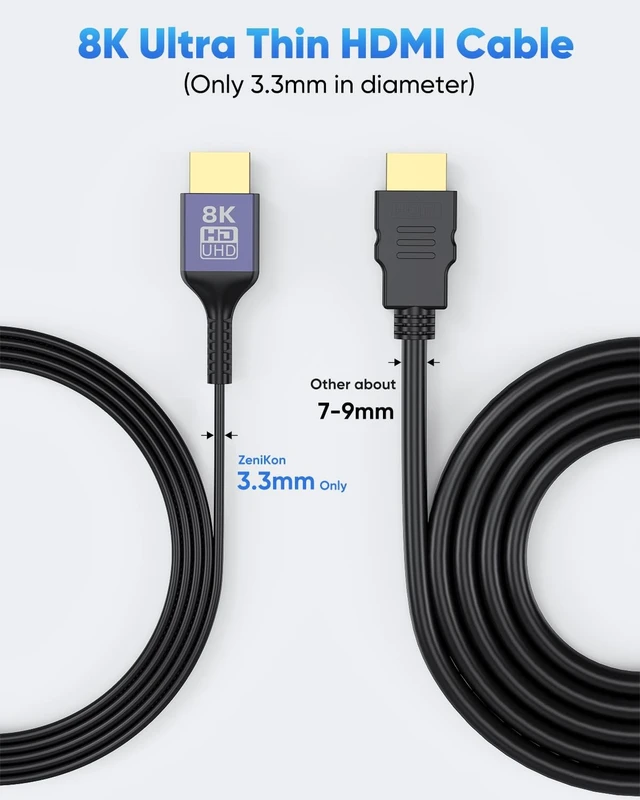 Alt view image 2 of 5 - ZeniKon Thin HDMI Cable 6.6FT 8K Slim HDMI Cable 5-Pack