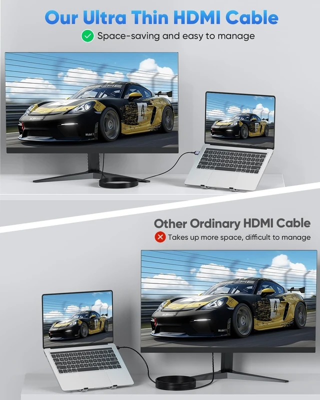 Alt view image 4 of 5 - ZeniKon Thin HDMI Cable 6.6FT 8K Slim HDMI Cable 5-Pack