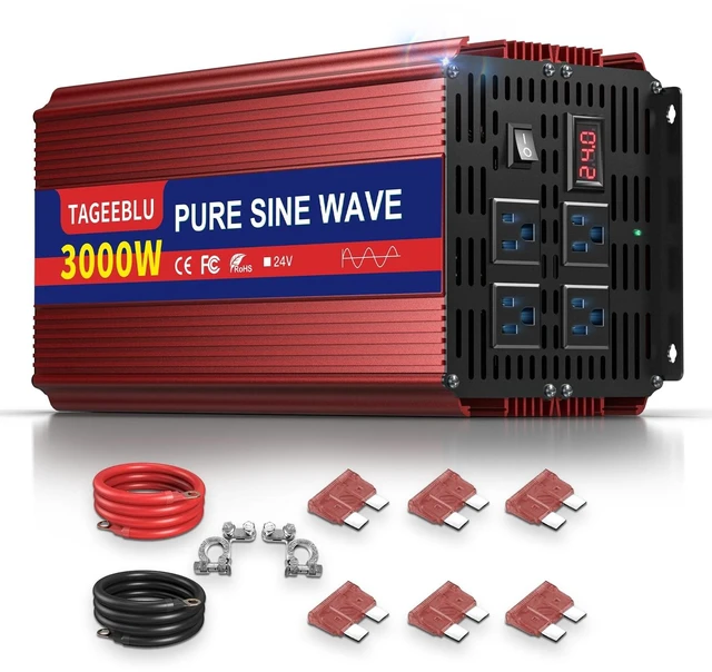 Main image of TAGEEBLU 24V 3000W Pure Sine Wave Power Inverter, 24V DC to 110V-120V AC