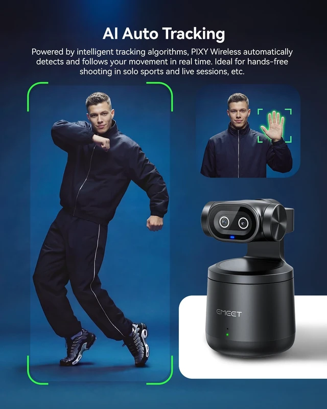 Alt view image 4 of 5 - EMEET PIXY Wireless 4K Dual-Lens AI Tracking Streaming Camera