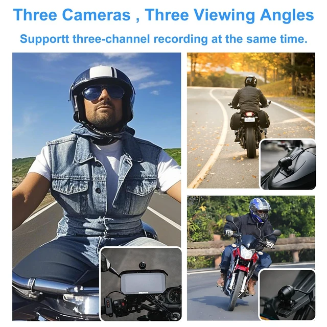 Alt view image 2 of 5 - Weuaste 6.25" Motorcycle Carplay Screen with Wireless Android Auto, GPS Navigation System, TPMS, HD 2K Dual Motorcycle Dash Cam+Third Person Perspective Camera, Motos Metal Anti-Theft Bracket
