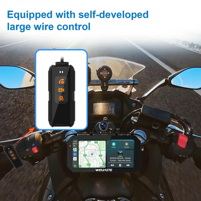 Alt view image 5 of 5 - Weuaste 6.25" Motorcycle Carplay Screen with Wireless Android Auto, GPS Navigation System, TPMS, HD 2K Dual Motorcycle Dash Cam+Third Person Perspective Camera, Motos Metal Anti-Theft Bracket
