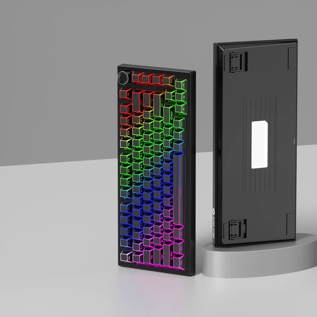 Alt view image 5 of 5 - Ussixchare Black PBT Shine Through Keycaps, Side Printed Translucent Keycaps, Double Shot Cherry Profile for MX Switches Mechanical Keyboard