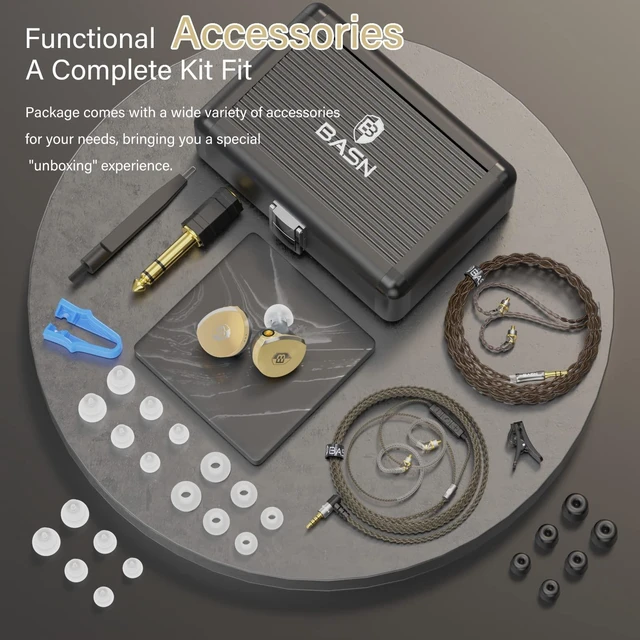 Alt view image 5 of 5 - BASN MTPro 14.5mm Planar HiFi in Ear Monitors Headphones (Champagne Gold)