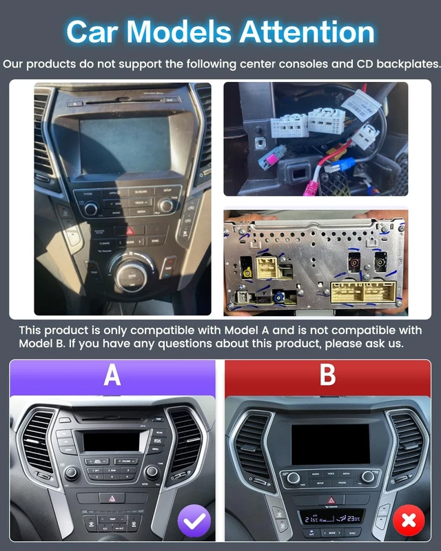 Alt view image 2 of 5 - Car Stereo for Hyundai Santa Fe 2013-2017 Wireless CarPlay Android Auto