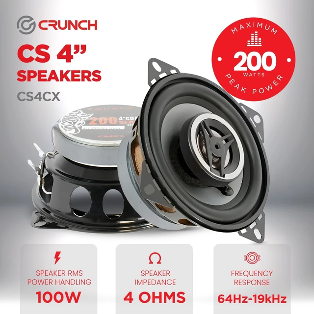 Alt view image 2 of 5 - Crunch CS Series 4 Inch 200W 2-Way Coaxial Car Speakers, Pair
