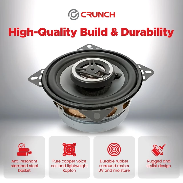 Alt view image 3 of 5 - Crunch CS Series 4 Inch 200W 2-Way Coaxial Car Speakers, Pair