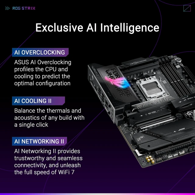Alt view image 2 of 5 - ASUS ROG Strix X870E-E Gaming WiFi - AMD Ryzen AM5 X870E ATX Gaming Motherboards (DDR5, 18+2+2 DrMOS, 5 x M.2, PCIe 5.0, WiFi 7, USB4 Type-C C, USB 20Gbps Type-C up to 30W, HDMI, Aura Sync RGB)