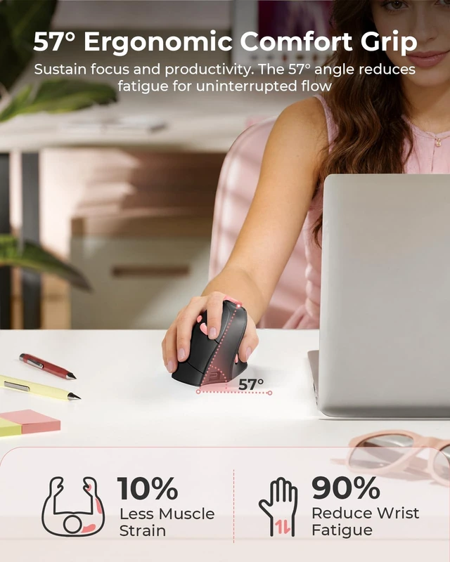 Alt view image 2 of 5 - seenda MOU-302 Wireless Bluetooth Ergonomic Vertical Mouse with Volume Knob