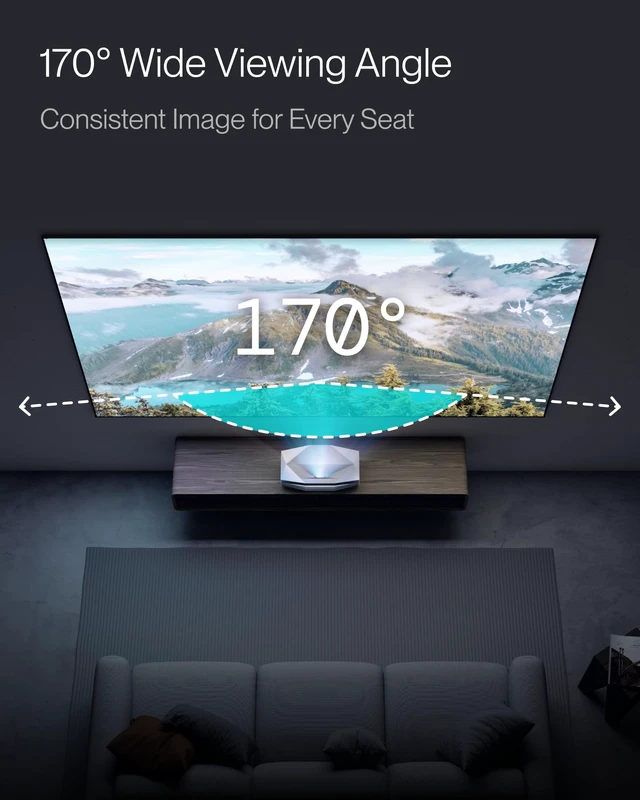 Alt view image 5 of 5 - AWOL VISION 135" Fixed Frame Matte Gray Projector Screen, 170 Viewing Angle, 16:9 8K/4K Screen with 1 in Slim Aluminum Frame, for UST and Long Throw Projectors (135", Gray)