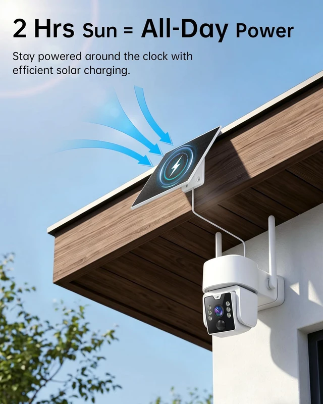 Alt view image 2 of 5 - YULIOKPP 5G & 2.4G Wi-Fi Outdoor Camera Wireless,Solar Security Cameras Wireless Outdoor, 2K 360 PTZ Camera, Solar/Battery Powered, PIR Human Detection, Color Night Vision,Two-Way Voice