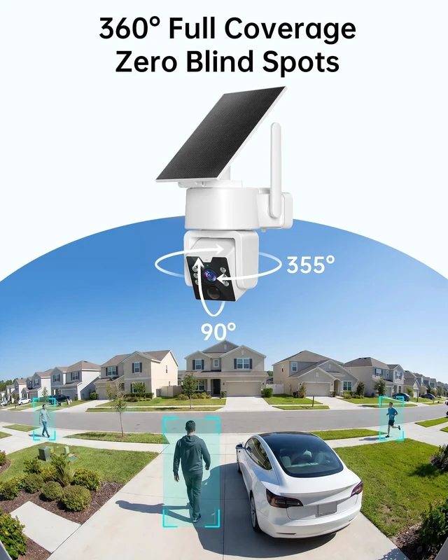 Alt view image 5 of 5 - YULIOKPP 5G & 2.4G Wi-Fi Outdoor Camera Wireless,Solar Security Cameras Wireless Outdoor, 2K 360 PTZ Camera, Solar/Battery Powered, PIR Human Detection, Color Night Vision,Two-Way Voice