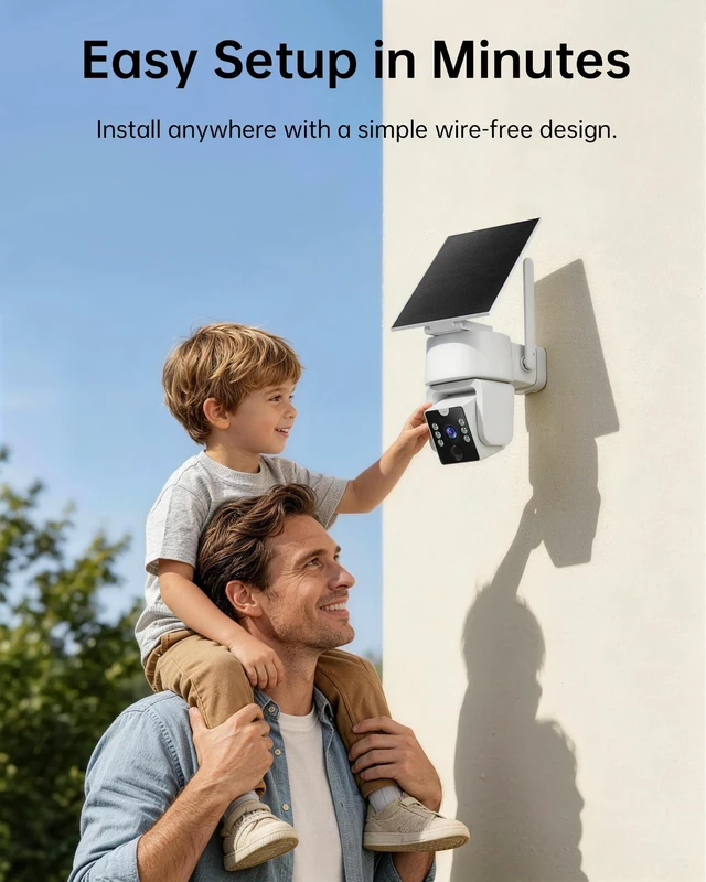 Alt view image 3 of 5 - YULIOKPP 5G & 2.4G Wi-Fi Outdoor Camera Wireless,Solar Security Cameras Wireless Outdoor, 2K 360 PTZ Camera, Solar/Battery Powered, PIR Human Detection, Color Night Vision,Two-Way Voice