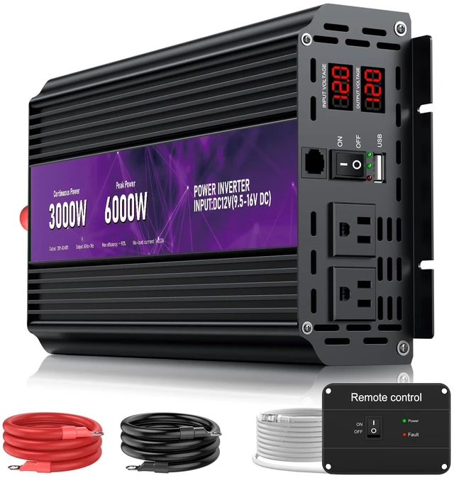 Main image of 3000W Power Inverter 12V DC to 110V/120V AC Converter, 6000W Peak