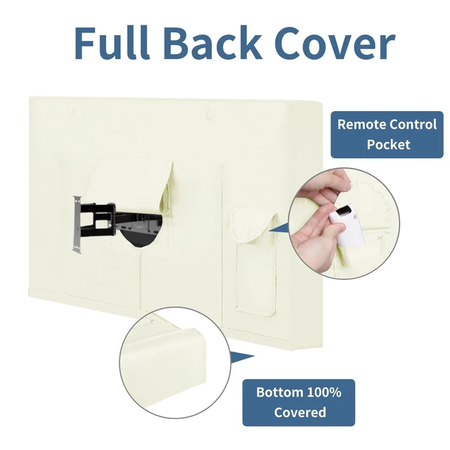 Alt view image 5 of 5 - Easy-Going Outdoor TV Cover with Roll Up Front Flat - Waterproof & Weatherproof for 65-70 inch Flat Screen TV, Beige
