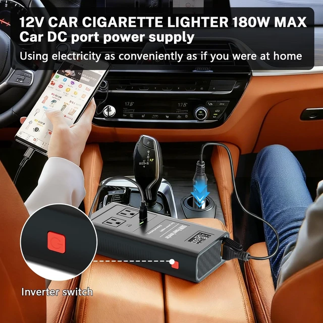 Alt view image 5 of 5 - Pure Sine Wave Inverter Compatible with Ryobi 18V Battery, 2 in 1 500W 4 Ports Power Inverter Battery Charger Generator DC 20V to AC* 2 Outlets, 120V Car Charger Plug, USB&Type-C (Tool Only)