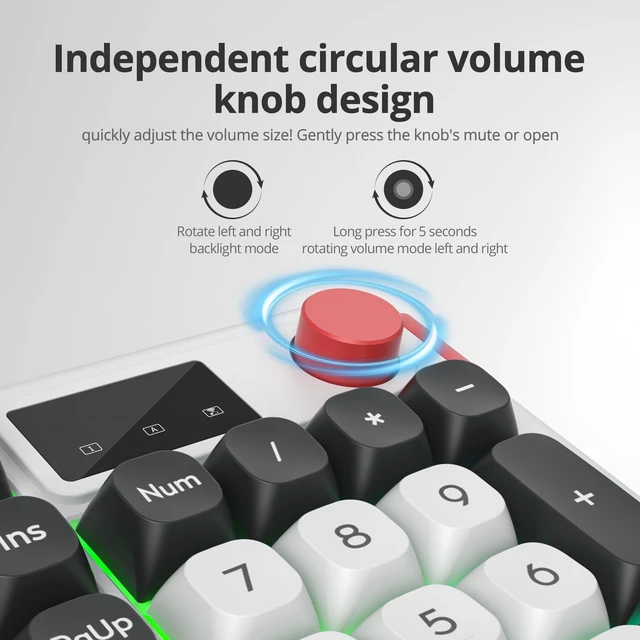 Alt view image 2 of 5 - Mosptnspg RGB Mechanical Feel Membrane Wireless Keyboard, Wired/Bluetooth/2.4G Silent ABS Ball Cap Gasket Structure Gaming Office Keyboard for PC/Mac/Win(98 White)