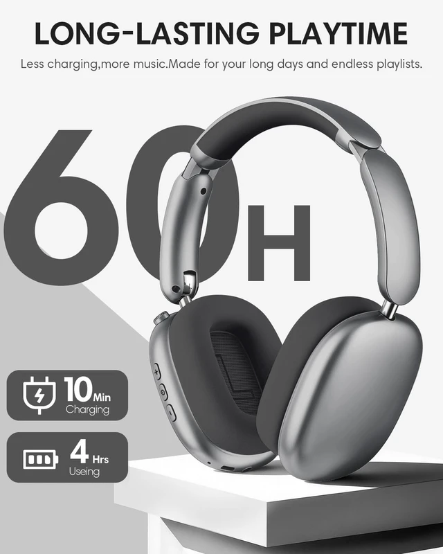 Alt view image 5 of 5 - Wentronic Y02 Active Noise Cancelling Wireless Headphones, Grey