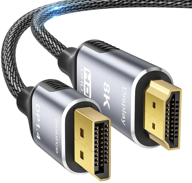 Main image of 8K DisplayPort to HDMI 2.1 Cable 6.6FT - 8K@60Hz 4K@240Hz, Dynamic HDR