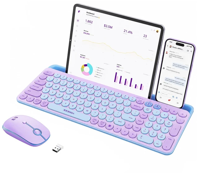 Main image of seenda CTU-301 Bluetooth Keyboard and Mouse Combo for iPad,Dark Purple